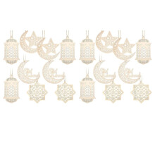 18 Stks Houten Hanger Ornament Ramadan Holle Decoratie Maan Ster Wind Licht Vorm Hanger Ornament Eid Party Decoraties