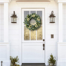 2X 20 Inch Wreaths for Front Door, Green Eucalyptus Wreath for Spring Wreaths for Front Door, Wreath with Wildflowers