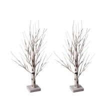 2X Tischbaum, WeißEr Baum mit LED-Lichtern, WarmweißE Kleine Baumbeleuchtung, Batteriebetriebener Timer, Beleuchteter Baum