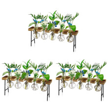 3X Propagation Stations Desktop Air Plant Terrarium, Glass Planter Bulb Glass Vase with Wooden Stand - Plant Terrarium