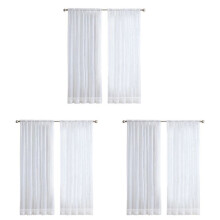 12 Panels White Sheer Curtains 84 Inches Long Rod Pocket Window Treatment Gauze Voile Drapes for Bedroom Living Room