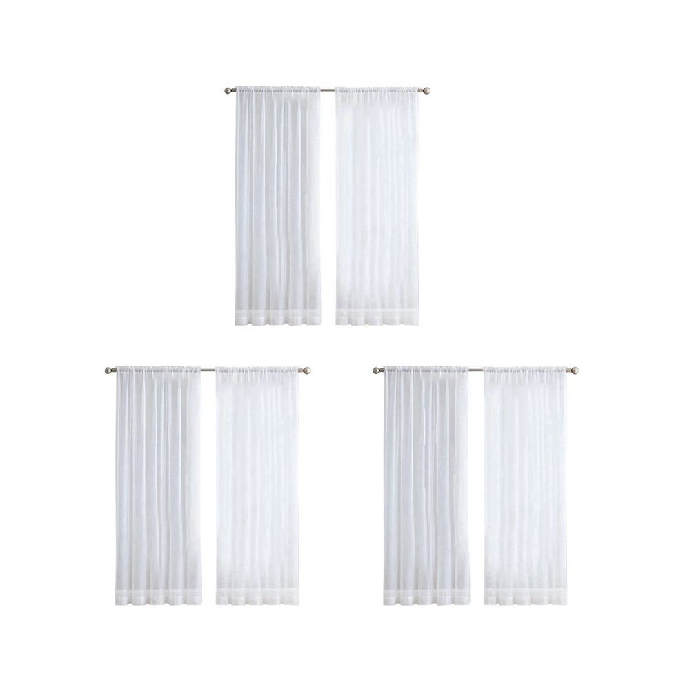 Unisex White 12 Panels Sheer Curtains 84 Inches Long Rod Pocket Window Treatment Gauze Voile Drapes For Bedroom Living Room