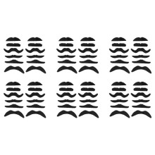 72 Pack Self Adhesive Assorted Fake Moustache / Mustache Set Fancy Dress Party Birthday Stylish