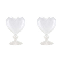 2X Glass Flower Pots Planter Heart Vase Standing Home Decoration Flower Vase Desktop Decorative Vase Wedding Party Decor