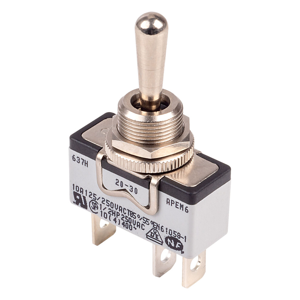 Apem 637H/2 Toggle Switch Spdt Momentary (On)-Off-(On) 250V 10A 4016138115420
