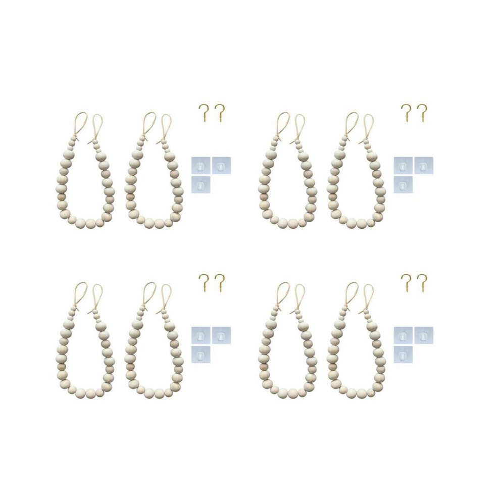 8pcs Curtain Tie Backs, Natural Wood Drape Tiebacks, Window Treatment, Farmhouse Garland, Boho Decor Accessories