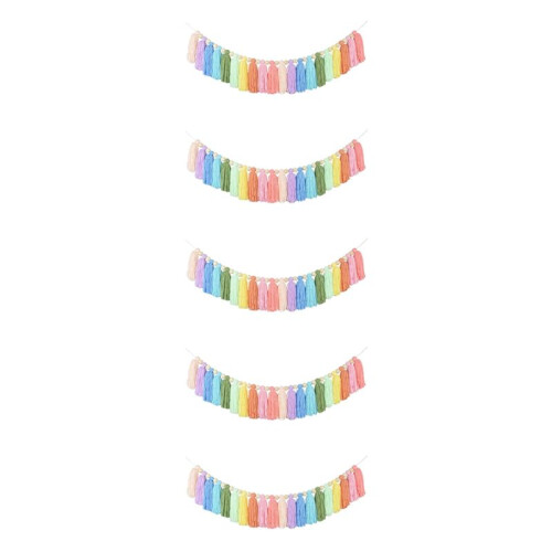 5X Guirlanda de Borla Arco-ÍRis Pastel de 37 Polegadas com Miçangas de Madeira para Decoração de Festa de BerçáRio Na Parede Do Quarto