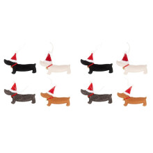 8 Piezas Adornos Navideños Regalo de Navidad Perro Salchicha DecoracióN del ÁRbol de Navidad Muñeca Colgante Colgar Decoraciones para el Hogar