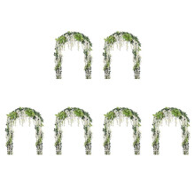 6Pcs 7Ft/Pcs Artificial Wisteria Vine, Flower Garland Wisteria Vine Rattan Hanging Flowers for Outdoor Ceremony,White