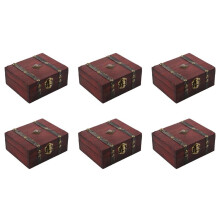 6X Wooden Vintage Lock Treasure Chest Jewelery Storage Box Case Organiser Ring Gift