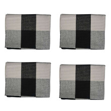 4X Cotton Plaid Rugs, Check Rug,23.6Inch X35.4Inch,Checkered Outdoor Rug (Black and White Porch Rugs)