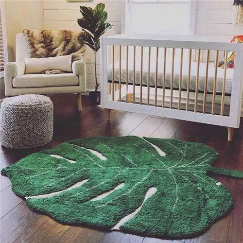 2X Leaf-Shaped Rug, Home Decoration Rug, Bathroom Mat, Green Rug 2