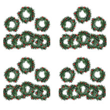 32 PCS Holly Berry Bougie Anneau Petites Baies Rouges Artificielles Pin Aiguilles Guirlande pour NoëL Guirlande Ornements DéCor