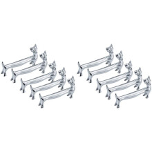 Packung mit 10 StüCk Zink Legierung EssstäBchen LöFfel Gabeln Messer Geschirr Rest Rack Set, Silber Fliege Katzen StäNder