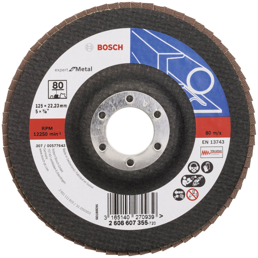 Bosch 2608607355 X551 Flap Disc 125Mm Dia High Material Removal Rate