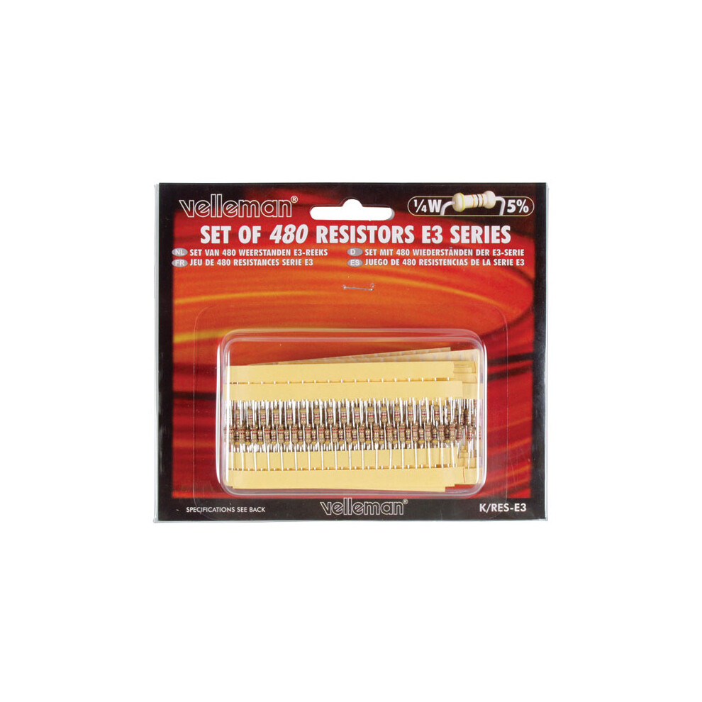 Velleman K/Res-E3 E3 Carbon Film Resistor Kit 480 Pieces 5410329241803