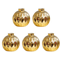 5X Ceramic Small Vase Small Flower Embossed Fish Lip Pattern Crafts Home Decorations (Gold)