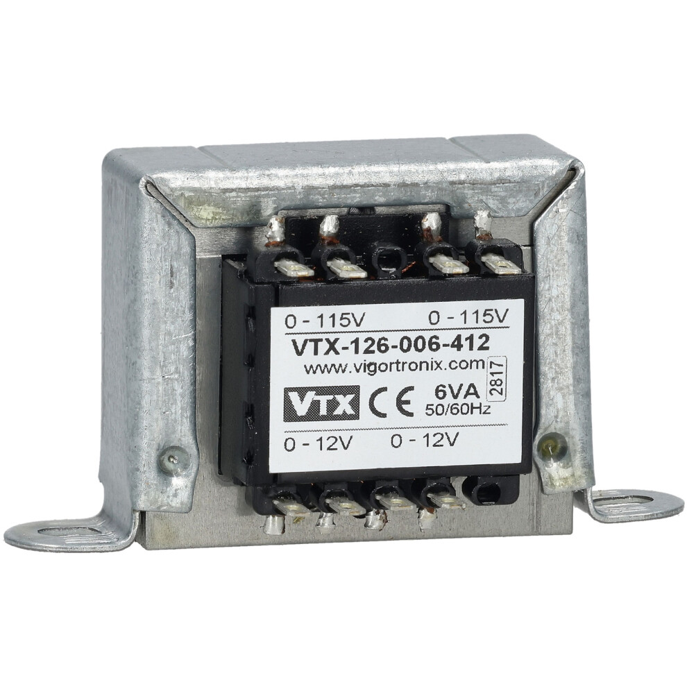Vigortronix Vtx-126-006-412 Chassis Mount Transformer 2 X 115V 6Va 12V+12V 5060711141152