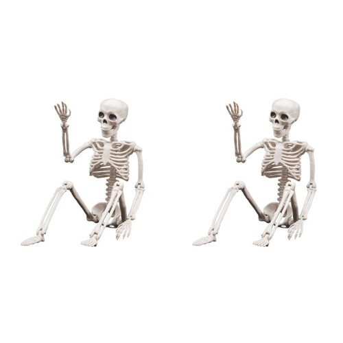 2X Halloween Skeletons Decorations, Posable Plastic Skeleton, Full Body Skeleton with Movable Joints