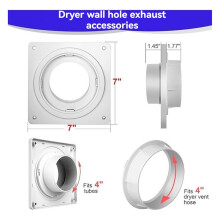 2X Dryer Vent Wall Plate with Hose(4Inch 8 Feet),Twist Lock Dryer Vent Connector Kit,4Inch Dryer Duct Connector Flange A