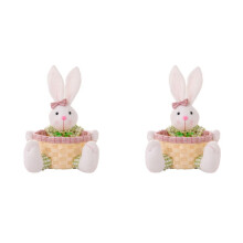 2X Piatto di Caramelle Pasquali, Cestino Pasquale con Coniglietto, Cestino Porta Caramelle Pasquali, Confezione Regalo per Decorazioni da Tavola,