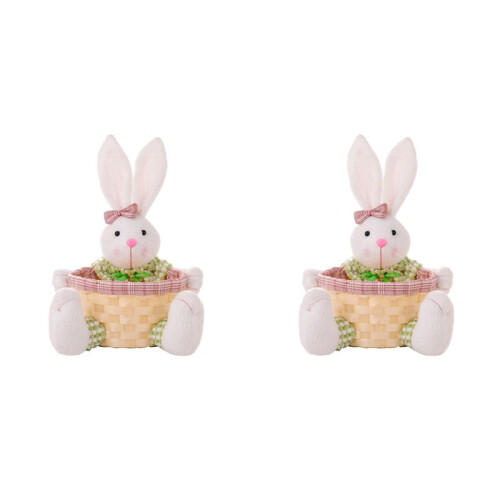 2X Easter Candy Dish, Bunny Easter Basket, Easter Candy Storage Basket, Gift Box for Table Decor Easter Gift,A