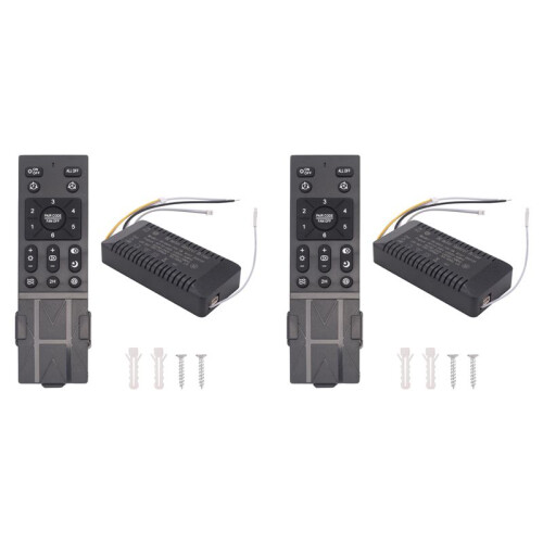 2X Ceiling Fan Remote Control Kit with 6 Speed Settings, Replacement Ceiling Fan Remote, Dimming Controls, 110-265V