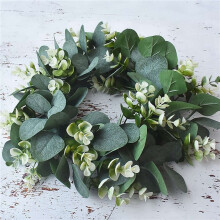8 Pack Green Eucalyptus Wreath Round Wreath Artificial Wreath Farmhouse Wreath for Door Wall Window Deco,12Inch/PC