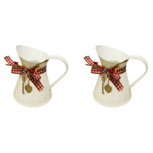 2X Bloemenvaas Emmer Boog Hart Hanger Kan Boerderij Rustieke Kruik voor Centerpiecess Country Iron Pitcher Planter Jug-A