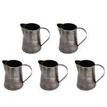 5X Metal Vase Decorative Shabby Pitcher Flower Holder Metal Vase with Handle for Home Garden Flowerpot Ancient Silver