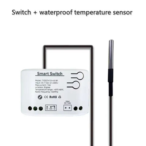 2X Tuya  Zigbee  with Temperature Sensor Passive Dry Contact Zigbee Relay Work with Home Assistant  7-32V 1
