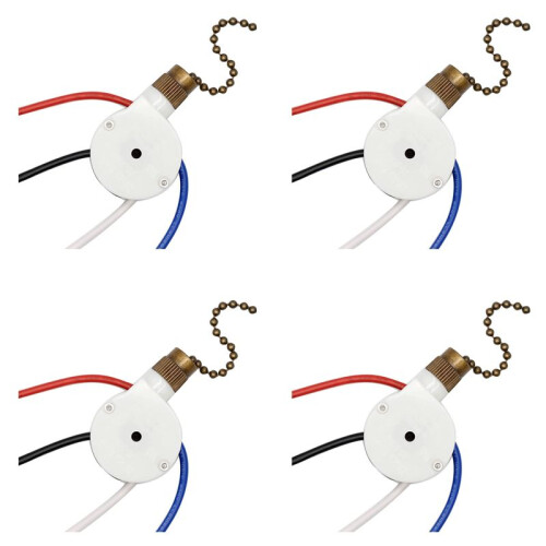 4PCS Ceiling Fan Lights  ZingEar ZE-208S E89885 3 Speed 4 Wire Fan  Pull Chain ,Fan Lights ,Bronze