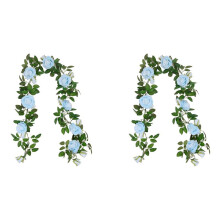 6 Stück Künstliche Rosen Ranken Girlande Insgesamt 32,5 Fuß Seiden Blumen Hängende Körbe Pflanzen für Drinnen und Draußen (Blau)