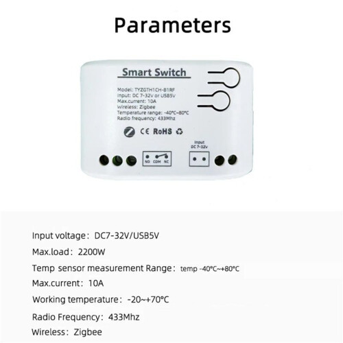 2X Tuya  Zigbee  with Temperature Sensor Passive Dry Contact Zigbee Relay Work with Home Assistant  7-32V