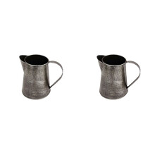 2X Metal Vase Decorative Shabby Pitcher Flower Holder Metal Vase with Handle for Home Garden Flowerpot Ancient Silver