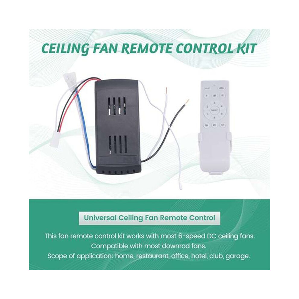 Light 2X Universal Ceiling Fan Remote Control Kit Replacement, 50W 6-Speed & Timing, For Ceiling Fan