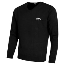 (XXL, True Black) Callaway Golf Mens 2026 Ace Long Sleeve V-Neck 12 Gauge Embroidered Sweater