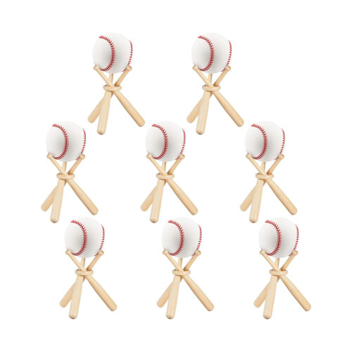 8 Set Basebollstativ Basebollhållare för Bollar Display Baseballträ Trä Display Stand Hållare Display Baseball 1