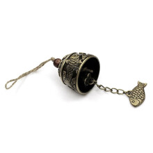 Vintage Engraved Wind Chimes Courtyard Garden Decorative Wind Chimes Outdoor Pendants Temple Ornaments Fish Pattern