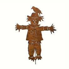Scarecrows Garden Stake, Metal Yard Sign Fall Halloween Thanksgiving Outdoor Decoration Scarecrows Sculpture for Patio