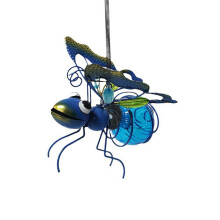 Solarbetriebene Insektenstatue Aus Eisen mit LED-Lichterkette zum Aufhängen im Freien, Baumschmuck für Zaun, Hof, Gartendekoration C
