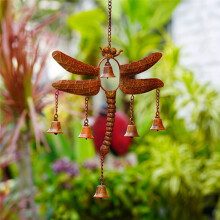Dragonfly Wind Chime Metal Music Wind Bell Romantic Colorful Dragonfly Shaped Hanging Ornaments with Chime Gifts