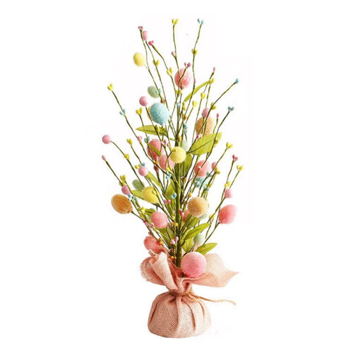 Easter Egg Tree with Delicate Ornaments Colorful Easter Decorations Tabletop Decor Artificial Plant Wedding Gift