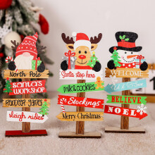 3 Pièces de Décoration de Bureau en Bois pour Sapin de Noël, Père Noël, Plaque de Décoration de Noël