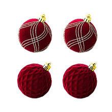 Weihnachtskugeln, Ornamente, Weinrot, Beflockt, Weihnachtsbaumschmuck, Neujahr, Weihnachtskugeln B