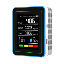 5 In 1 Monitor Della Qualità 'Aria TVOC HCHO Temperatura Umidità Misuratore di CO2, Rilevatore di CO2 Ricaricabile Tramite USB Bianca