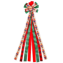 Christmas TreeTopper Bow Julkransbåge 49,6x11,8 Tum Stor Säckväv med Röd Polyesterkantsbåge