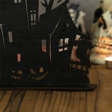 Halloween Houten Ornamenten Decoraties Houten Silhouet Schets Spookhuis Bureaublad Decoratie Halloween Thema