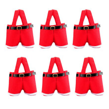 6PCS Christmas Candy Bag Santa Pants Gift and Treat Bags with Handle Portable Candy Gift Baskets Gift Wrap for Wedding