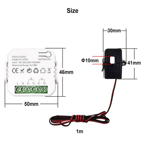 Tuya ZigBee    Power Voltage Current Meter APP Real- Power Statistics Consumption Querying 1CT 1